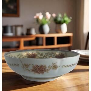 Andrea by Sadek Swan Bowl 5894 Japan Hand Painted Floral Gold Trim Scalloped